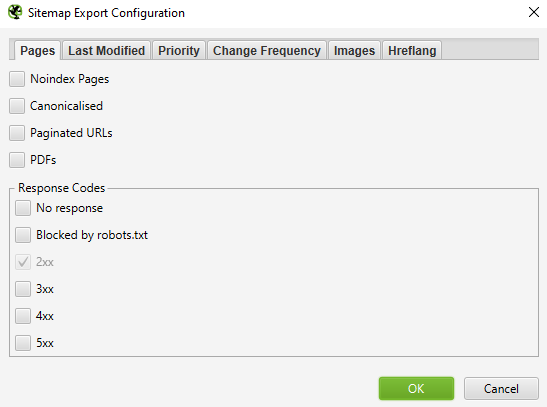Sitemap Export Configuration